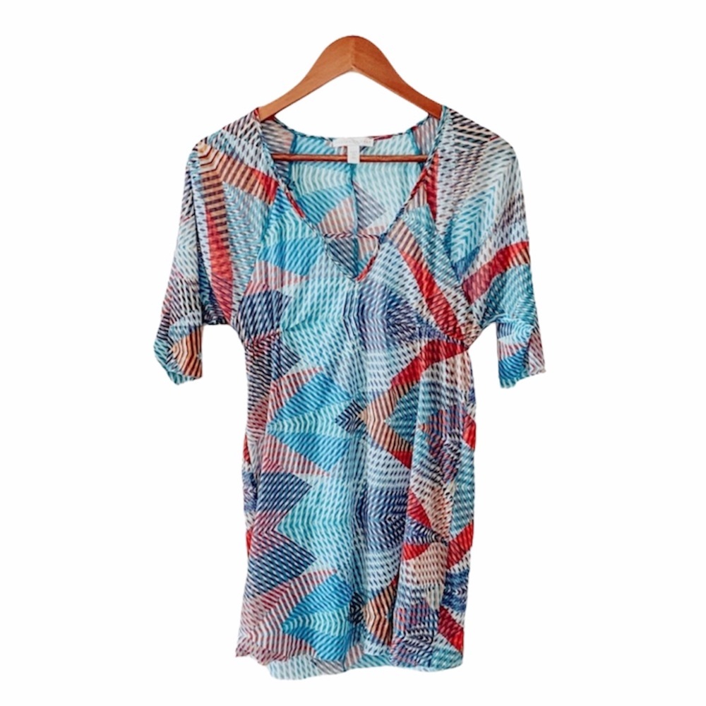 Anthropologie Sheer Geometric Tunic Top